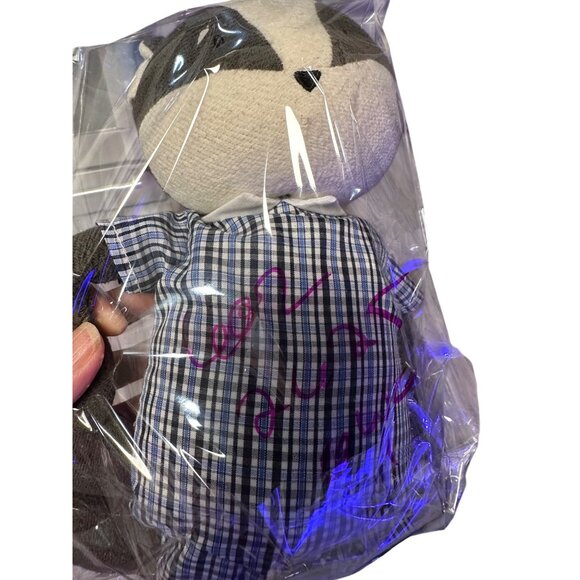 Manhattan Toy Racoon Easter Brunch Plush weighted bottom  tartan  nursery decor - Picture 11 of 12